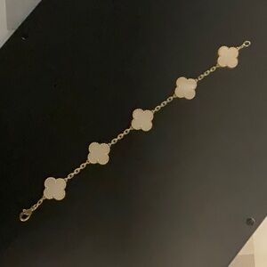 Gold and White Clover Bracelet